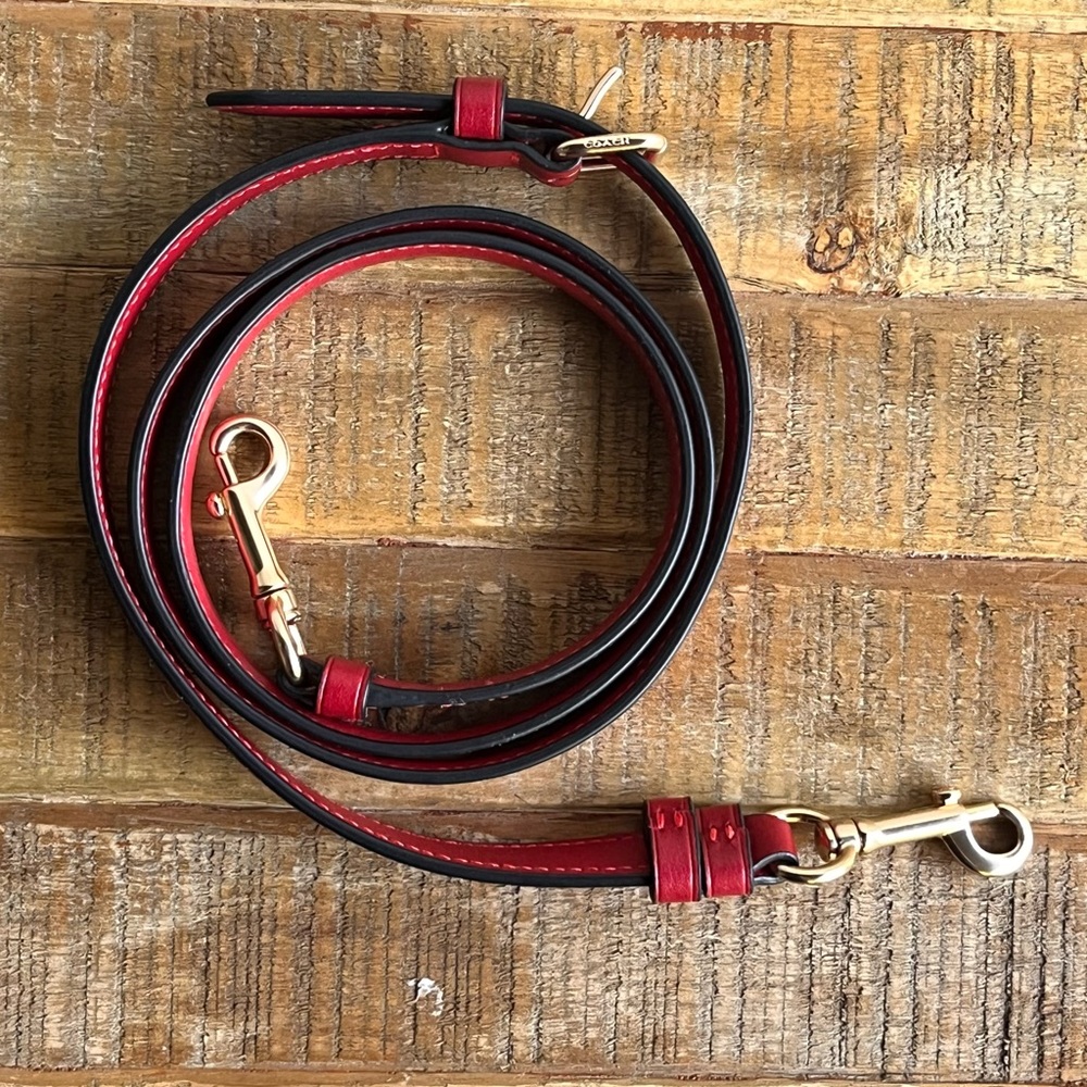 Coach Red Leather Crossbody Replacement Strap with Gold-Tone Hardware - Picture 5 of 11